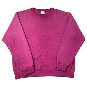 Vintage Cheetah Sweatshirt Mens Large Magenta Pink Made In USA 80s 90s